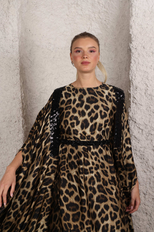 Abaya Leopard Women Abaya Dress