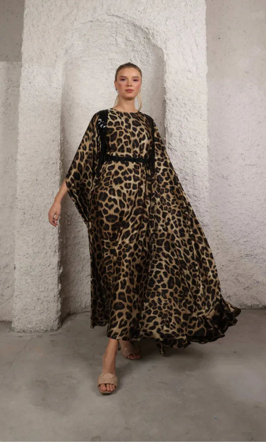 Abaya Leopard Women Abaya Dress
