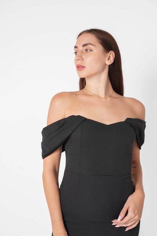 Low Shoulder Strap Slit Midi Dress Women Evening Dress