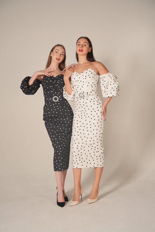 Elegant Polkadots arm Custom sleeves Dress
