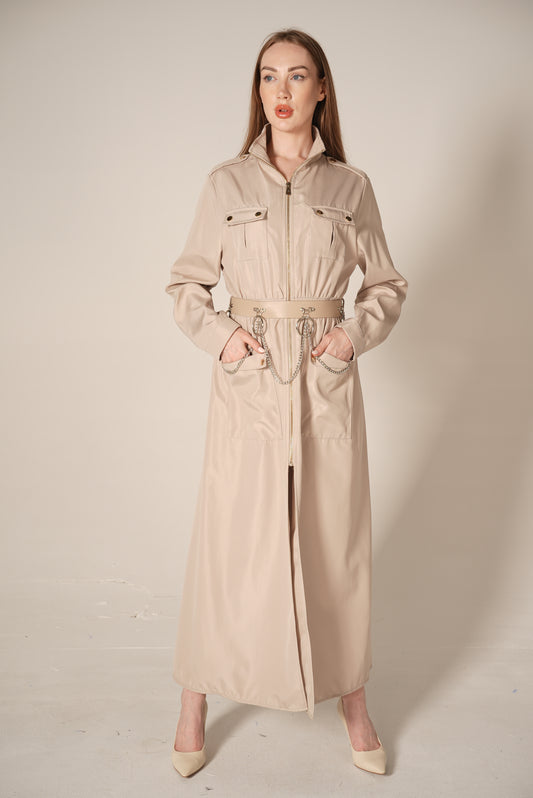 Casual Trench Coat with Belted Accesory