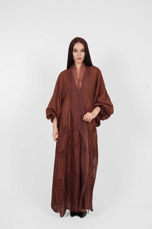 Abaya Puffy Sleeve Organza Women Abaya Dress