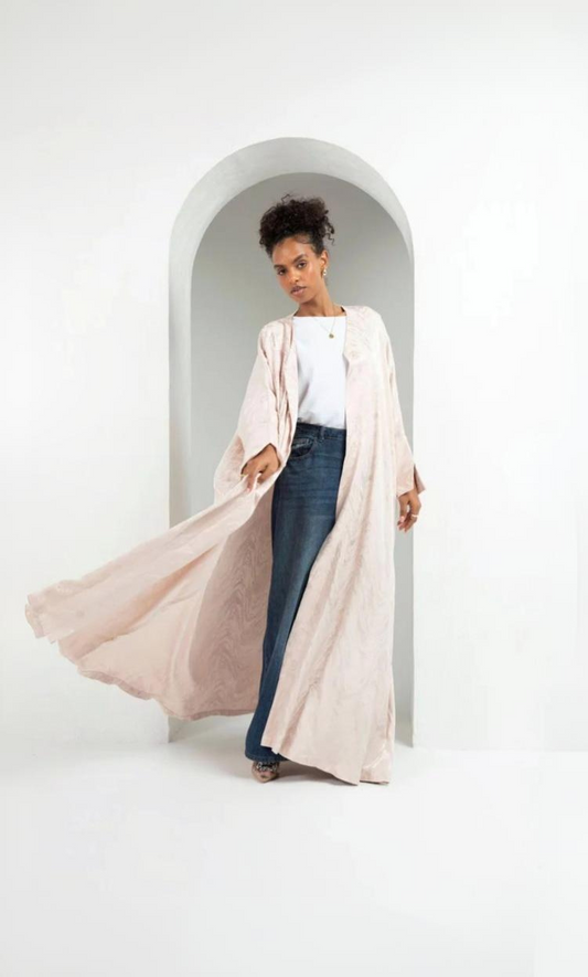 Elegant Flowing Abaya – Soft Blush Pink Abaya Dress