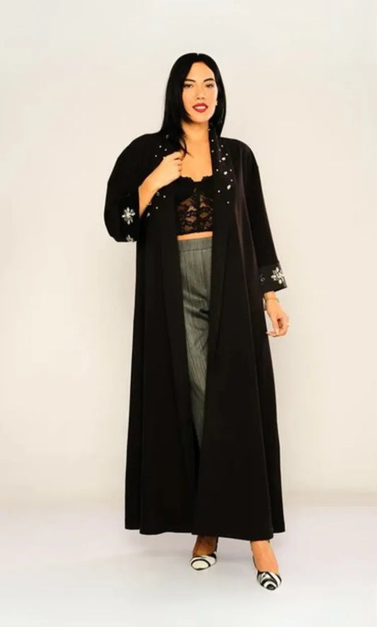 Fashion Beading Soft Casual Cardigans Women Abaya Dress