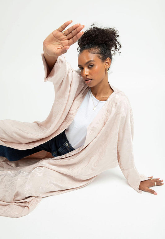 Elegant Flowing Abaya – Soft Blush Pink Abaya Dress