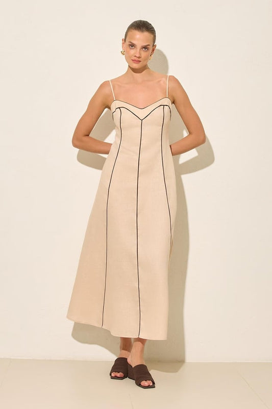 Sleeveless Linen Plain Dress