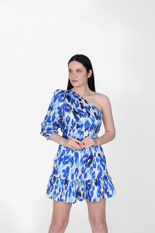 Single Sleeve Satin mini Dress