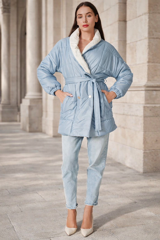 Belt Detailed Puffer Short Coat