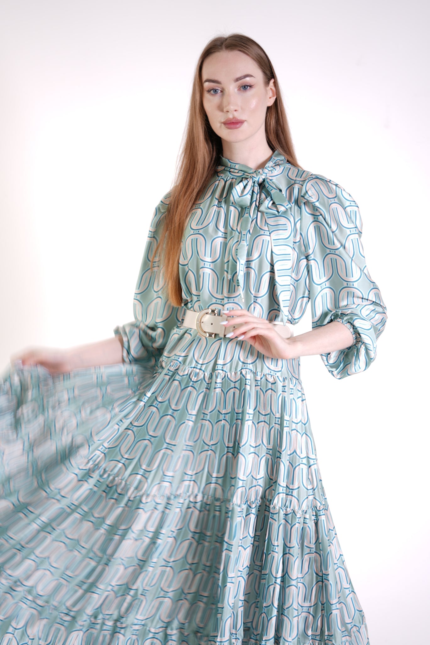 Turquoise Belt Detailed Maxi Dress