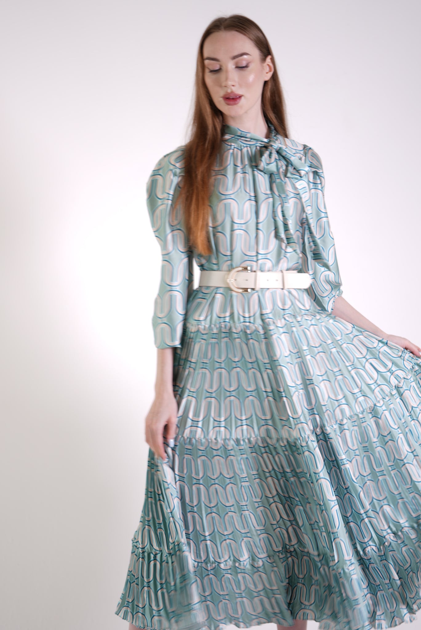 Turquoise Belt Detailed Maxi Dress