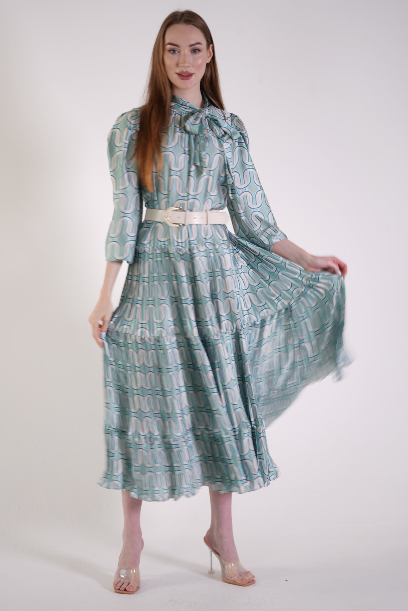 Turquoise Belt Detailed Maxi Dress