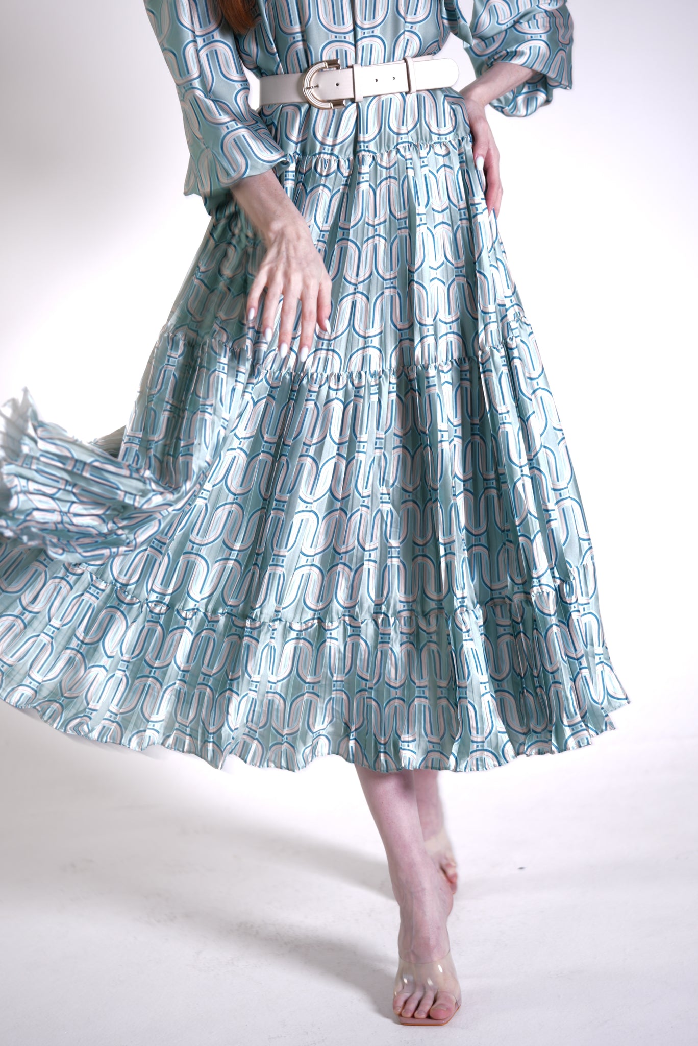 Turquoise Belt Detailed Maxi Dress