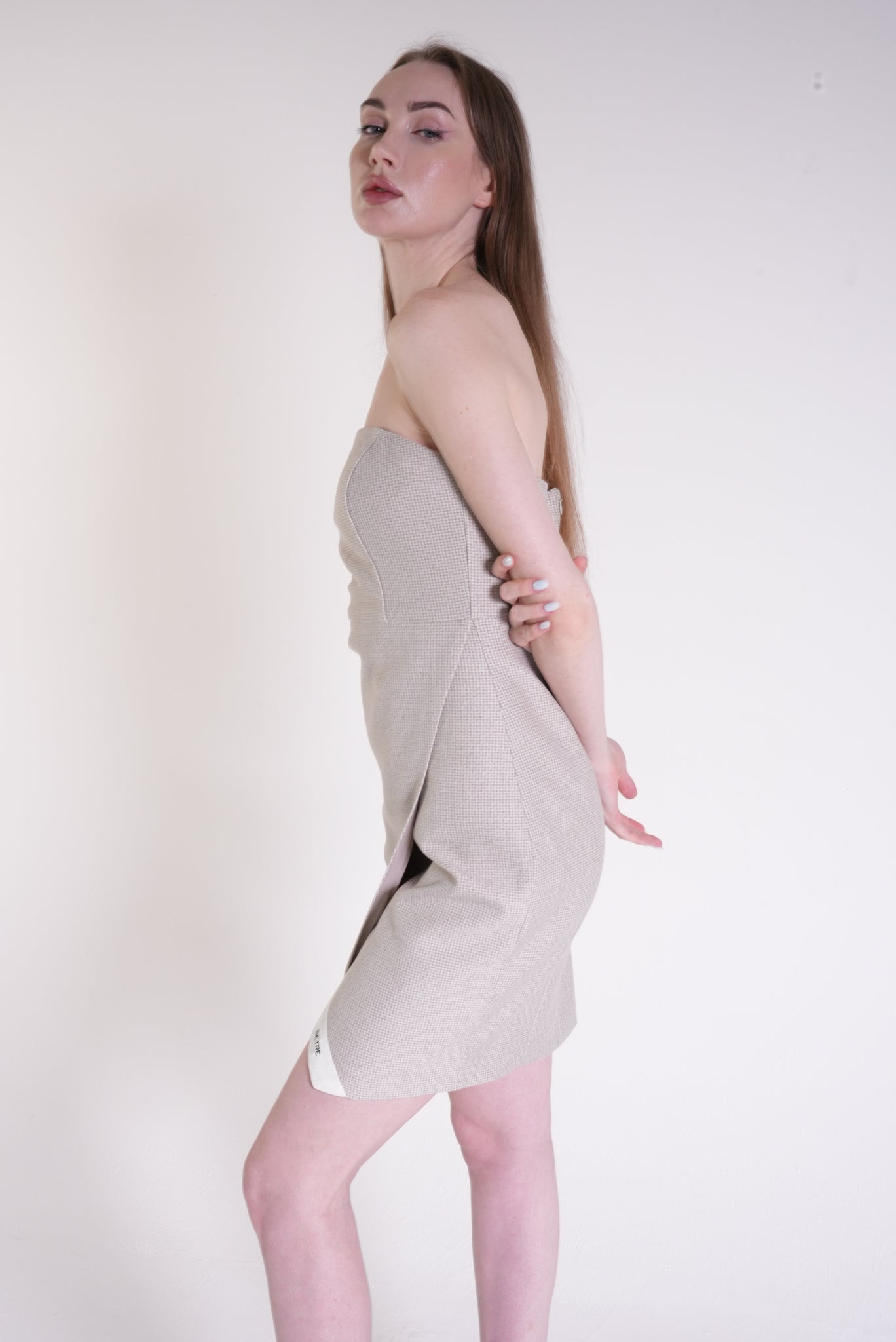 Strapless Asymmetrical Detail Dress