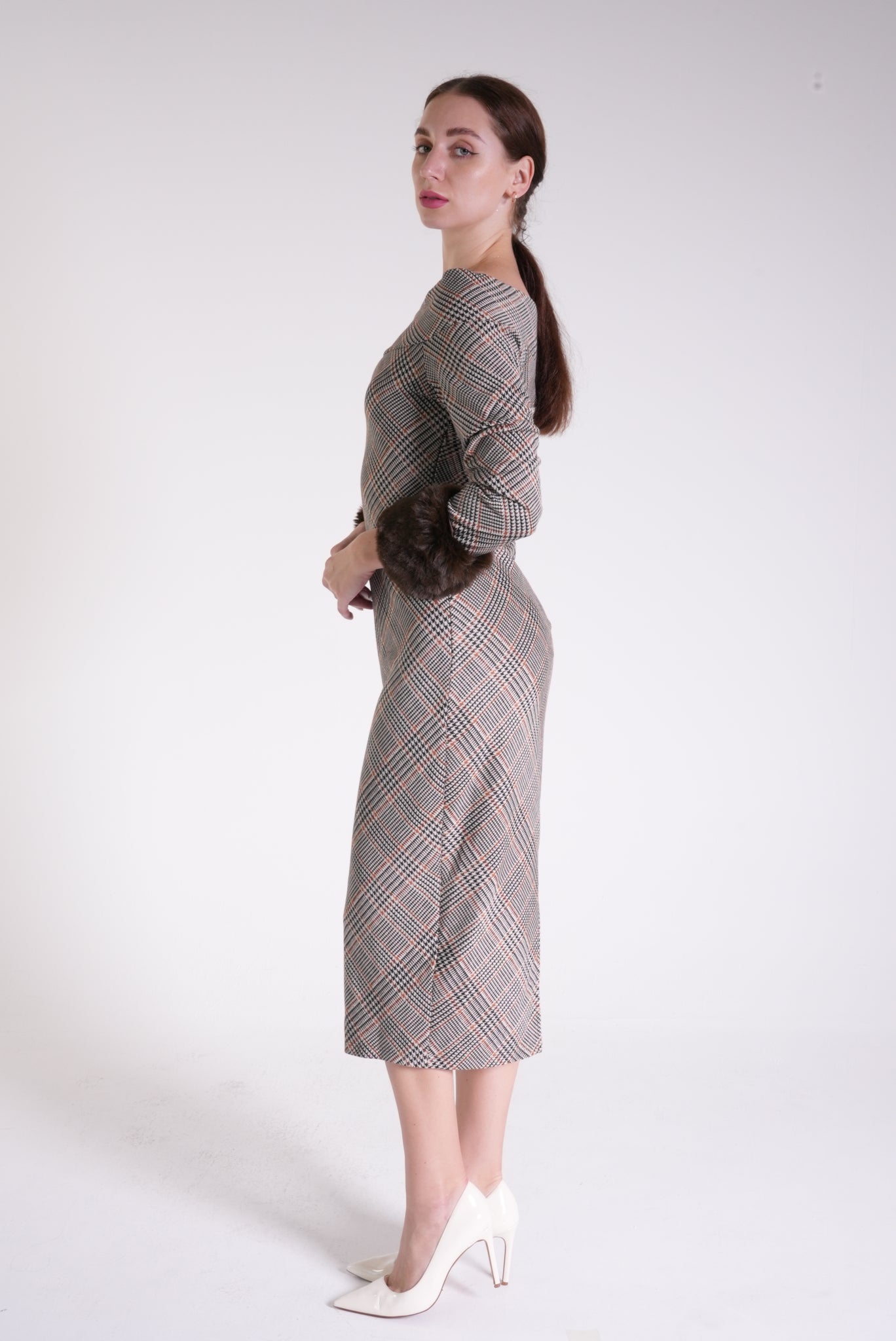 Sleeve Detailed Patterned Dress