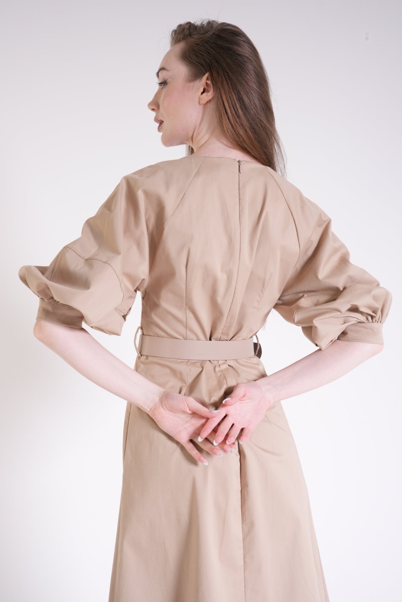 Shirt Collar Maxi Length Belted Dress