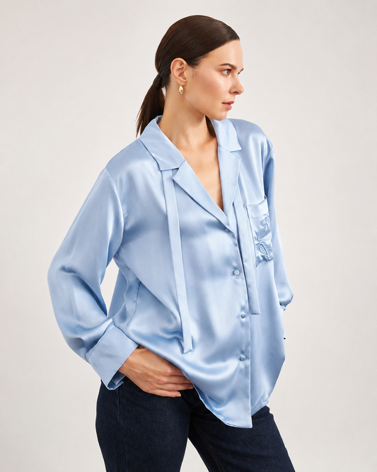 Satin Pocket Detailed Long sleeve Shirt