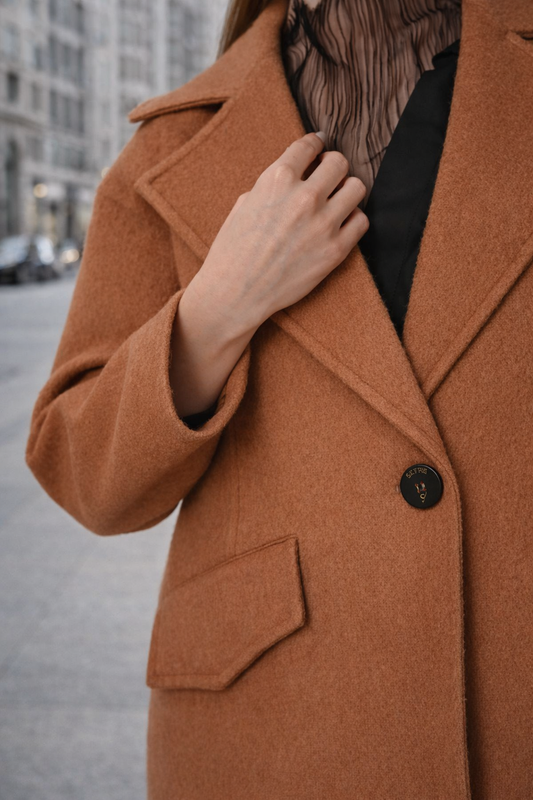 Single Button Detailed Long Coat