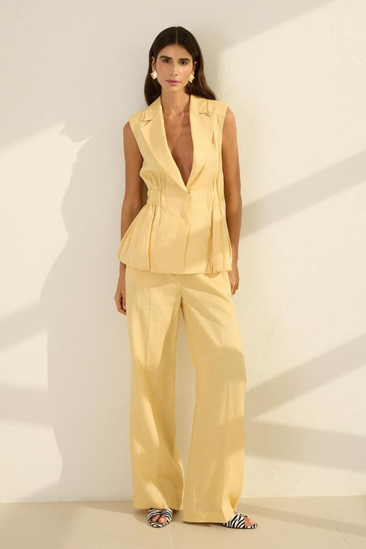 Linen Padded Vest and Trouser Set